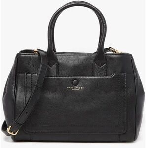 Marc Jacobs Black Satchel with Textured Leather and Gold Accents